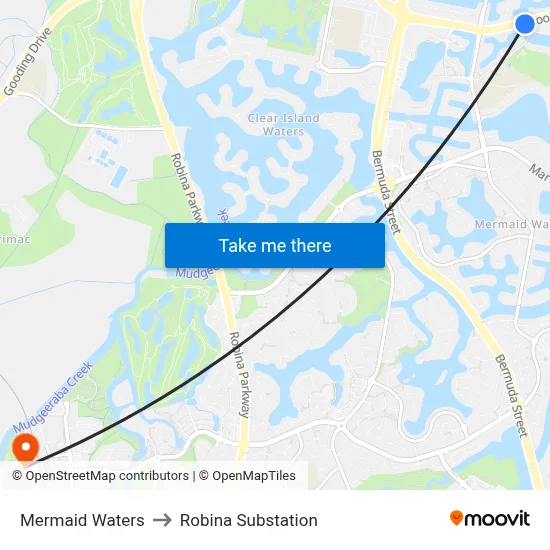 Mermaid Waters to Robina Substation map