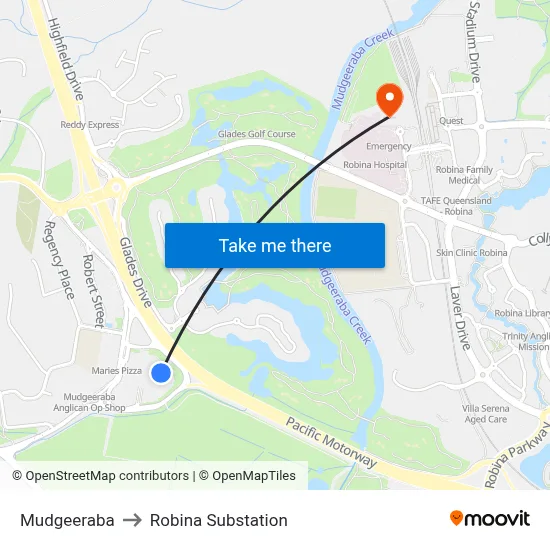 Mudgeeraba to Robina Substation map