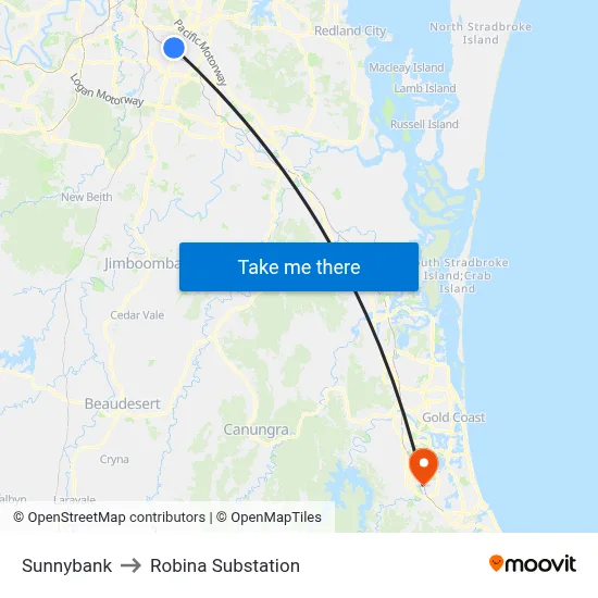 Sunnybank to Robina Substation map