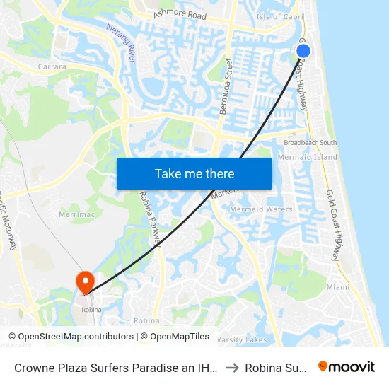 Crowne Plaza Surfers Paradise an IHG Hotel Gold Coast to Robina Substation map