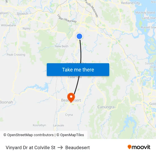 Vinyard Dr at Colville St to Beaudesert map
