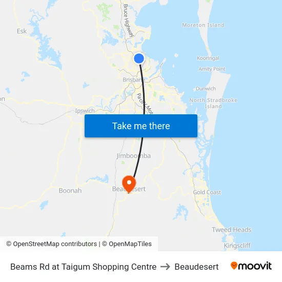 Beams Rd at Taigum Shopping Centre to Beaudesert map