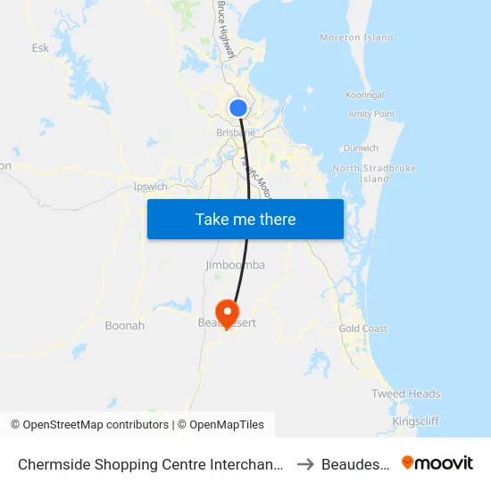 Chermside Shopping Centre Interchange H to Beaudesert map