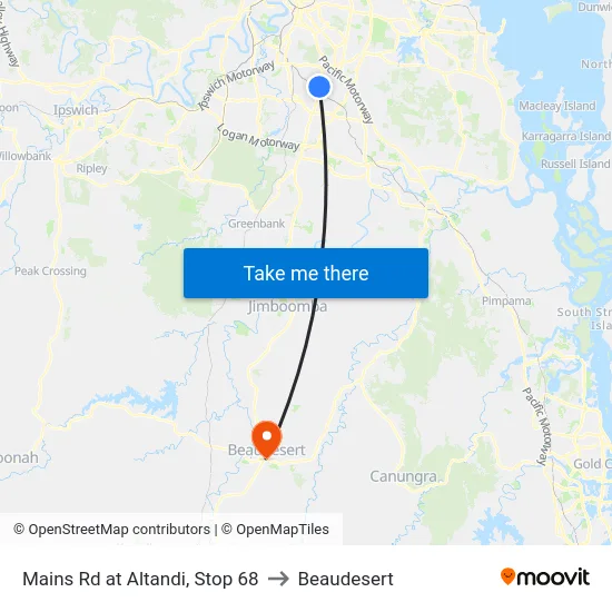 Mains Rd at Altandi, Stop 68 to Beaudesert map