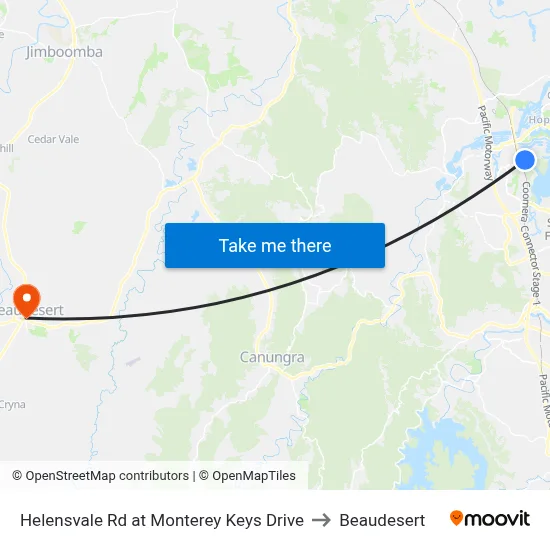 Helensvale Rd at Monterey Keys Drive to Beaudesert map
