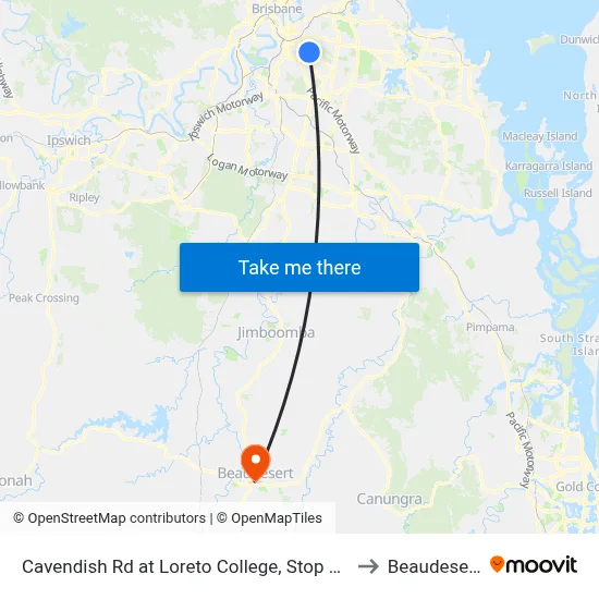 Cavendish Rd at Loreto College, Stop 35 to Beaudesert map