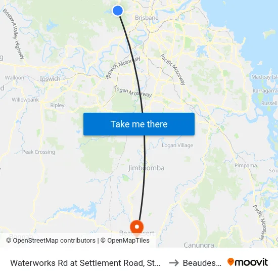 Waterworks Rd at Settlement Road, Stop 36 to Beaudesert map
