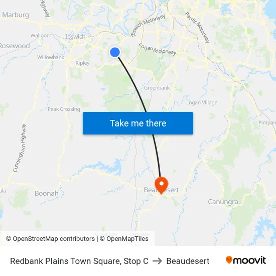 Redbank Plains Town Square, Stop C to Beaudesert map