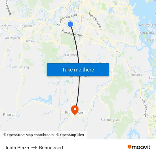 Inala Plaza to Beaudesert map