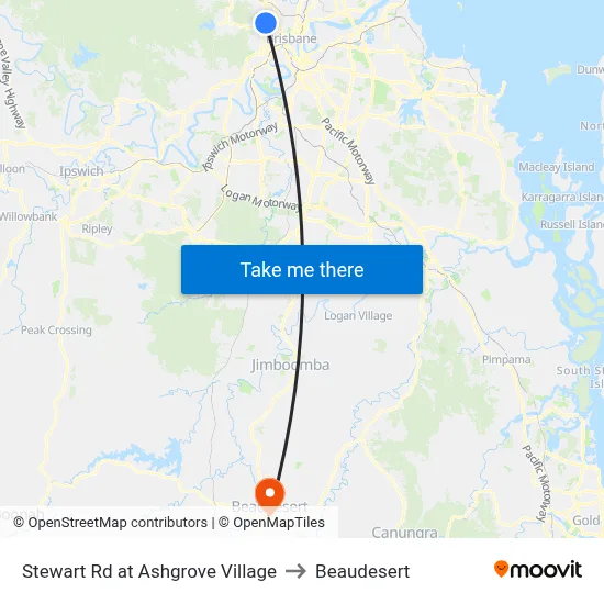 Stewart Rd at Ashgrove Village to Beaudesert map