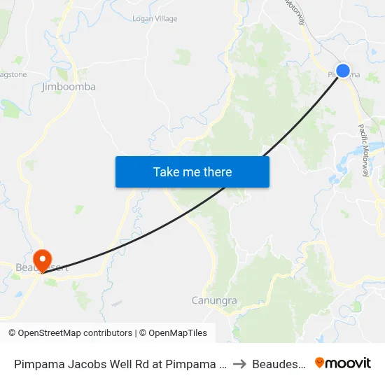 Pimpama Jacobs Well Rd at Pimpama City to Beaudesert map