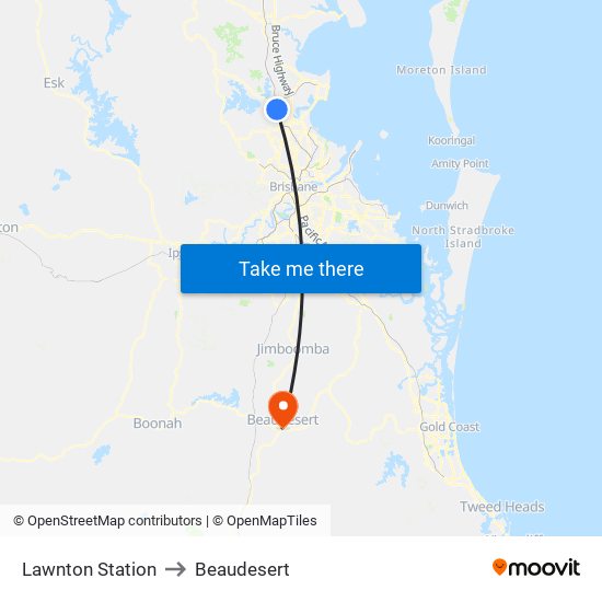 Lawnton Station to Beaudesert map