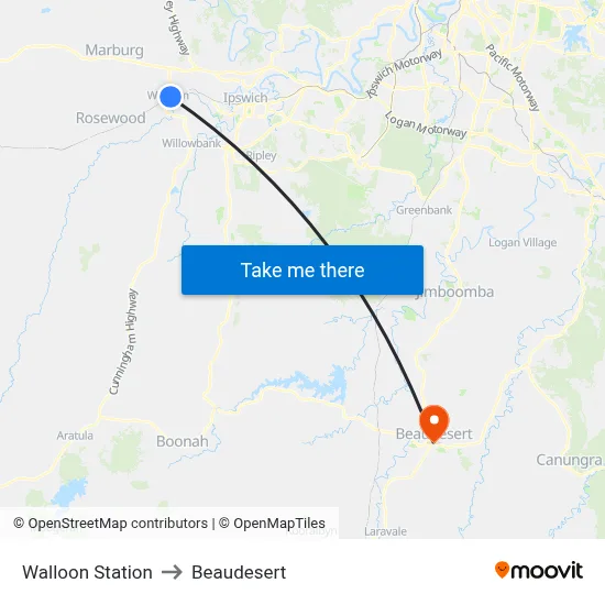 Walloon Station to Beaudesert map