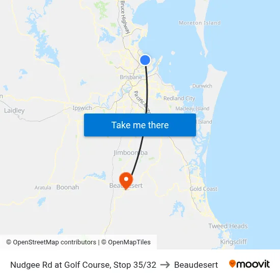 Nudgee Rd at Golf Course, Stop 35/32 to Beaudesert map