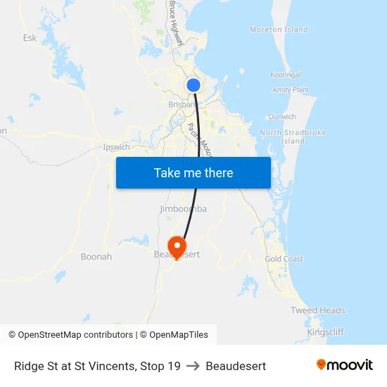 Ridge St at St Vincents, Stop 19 to Beaudesert map
