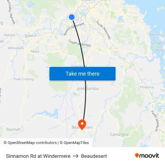 Sinnamon Rd at Windermere to Beaudesert map