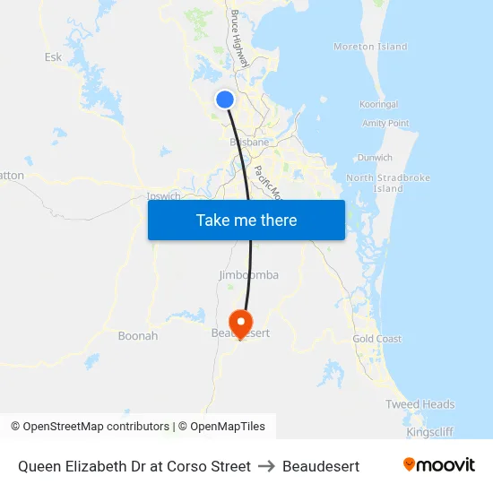 Queen Elizabeth Dr at Corso Street to Beaudesert map