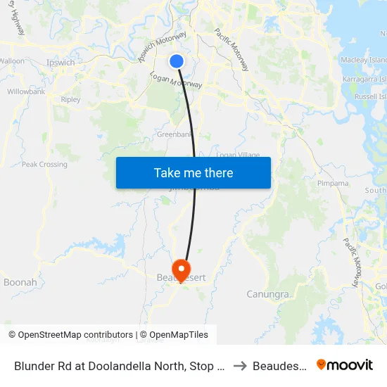 Blunder Rd at Doolandella North, Stop 61a to Beaudesert map
