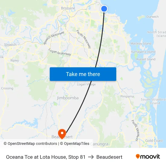 Oceana Tce at Lota House, Stop 81 to Beaudesert map