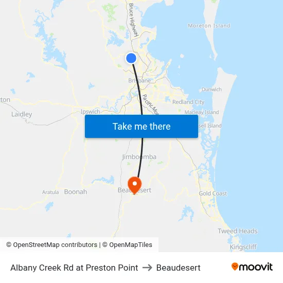 Albany Creek Rd at Preston Point to Beaudesert map