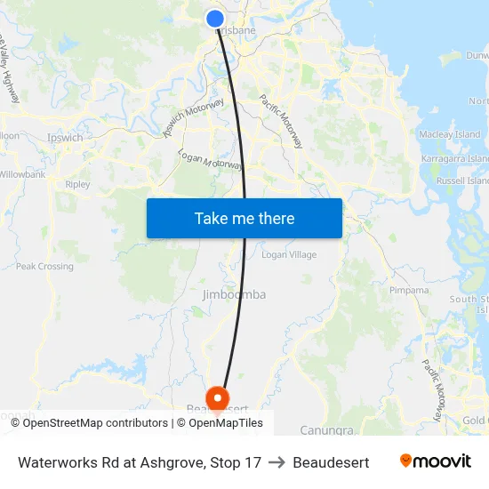 Waterworks Rd at Ashgrove, Stop 17 to Beaudesert map