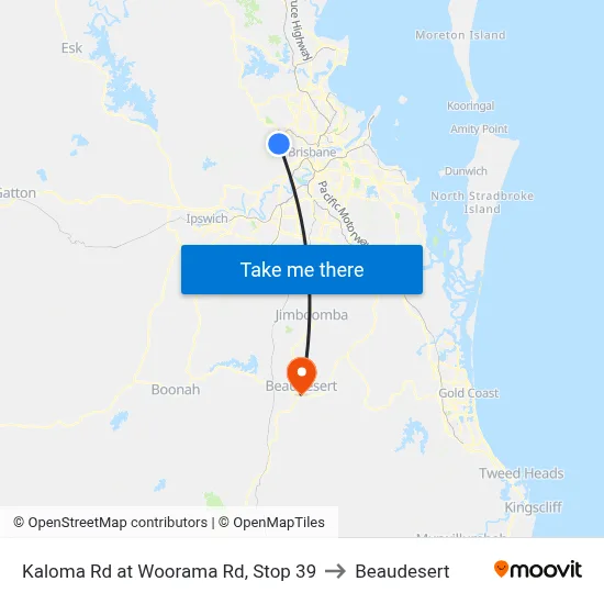 Kaloma Rd at Woorama Rd, Stop 39 to Beaudesert map