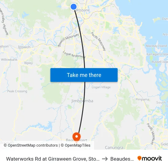 Waterworks Rd at Girraween Grove, Stop 21 to Beaudesert map