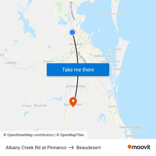 Albany Creek Rd at Pinnaroo to Beaudesert map
