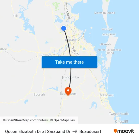 Queen Elizabeth Dr at Saraband Dr to Beaudesert map