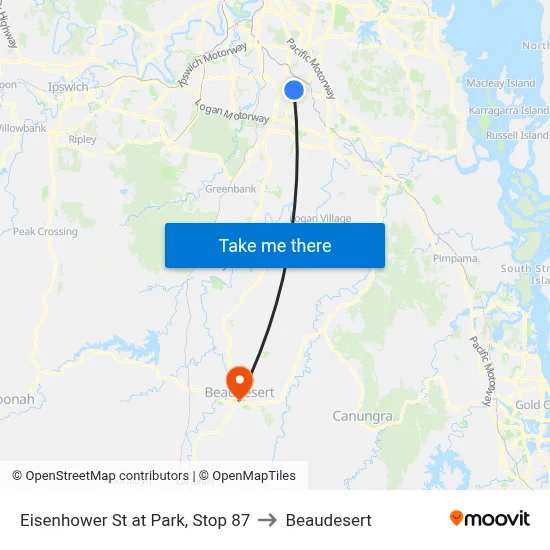 Eisenhower St at Park, Stop 87 to Beaudesert map