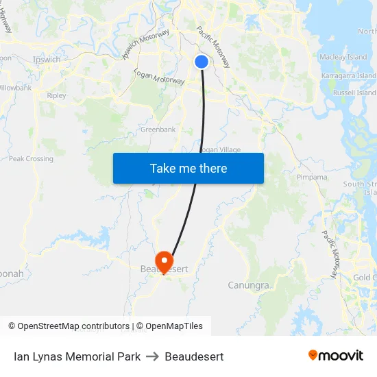 Ian Lynas Memorial Park to Beaudesert map