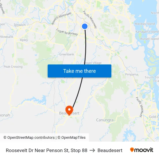 Roosevelt Dr Near Penson St, Stop 88 to Beaudesert map
