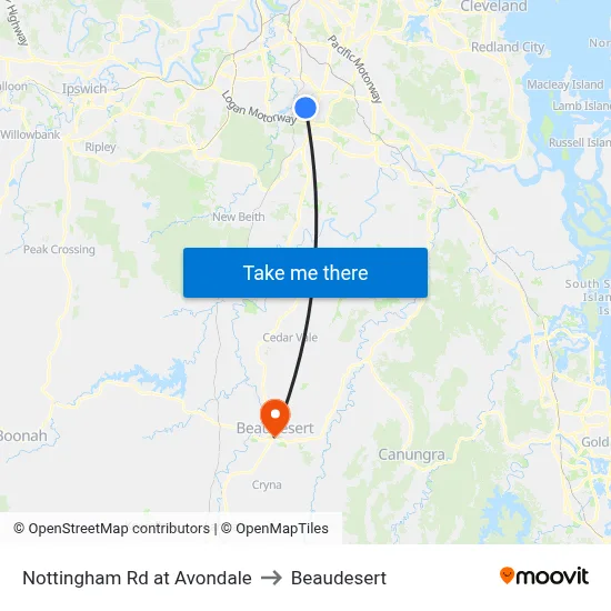 Nottingham Rd at Avondale to Beaudesert map