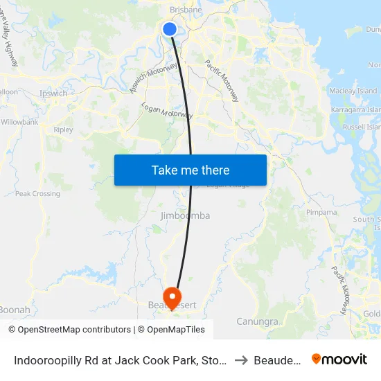 Indooroopilly Rd at Jack Cook Park, Stop 18/19 to Beaudesert map