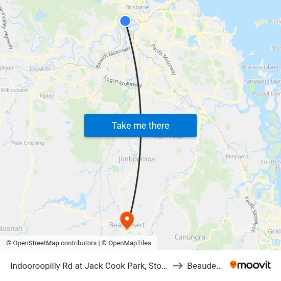 Indooroopilly Rd at Jack Cook Park, Stop 18/19 to Beaudesert map