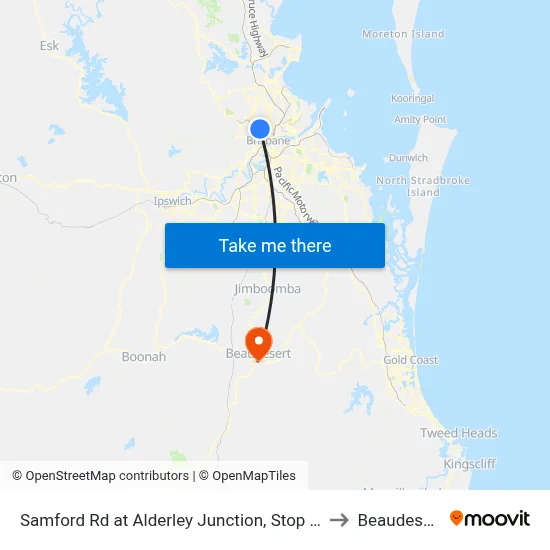 Samford Rd at Alderley Junction, Stop 26 to Beaudesert map