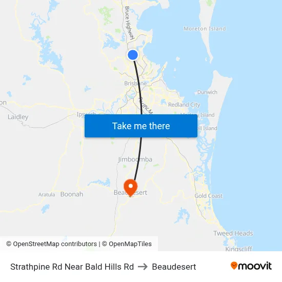 Strathpine Rd Near Bald Hills Rd to Beaudesert map