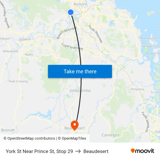 York St Near Prince St, Stop 29 to Beaudesert map