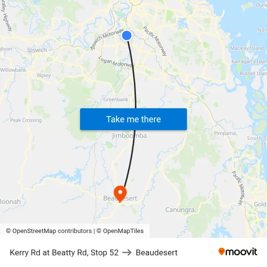 Kerry Rd at Beatty Rd, Stop 52 to Beaudesert map