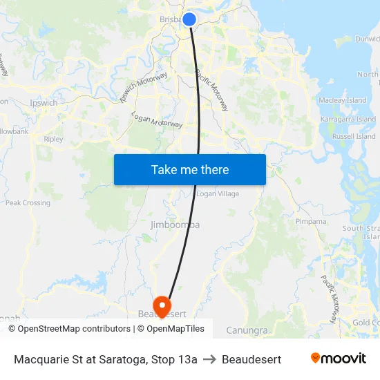 Macquarie St at Saratoga, Stop 13a to Beaudesert map