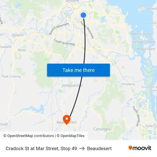 Cradock St at Mar Street, Stop 49 to Beaudesert map