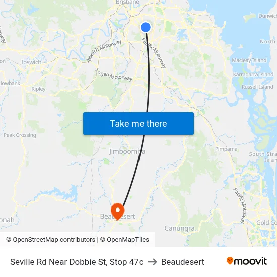 Seville Rd Near Dobbie St, Stop 47c to Beaudesert map