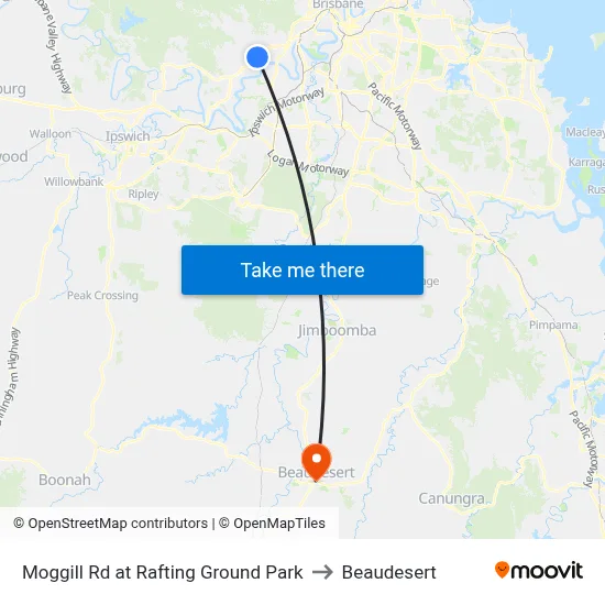 Moggill Rd at Rafting Ground Park to Beaudesert map