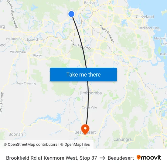 Brookfield Rd at Kenmore West, Stop 37 to Beaudesert map