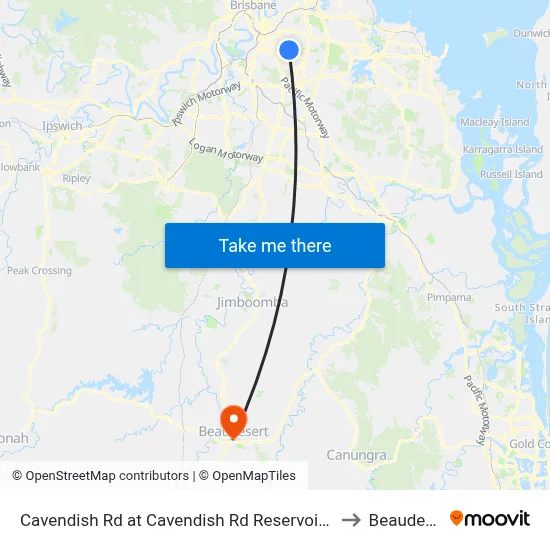Cavendish Rd at Cavendish Rd Reservoir, Stop 40 to Beaudesert map