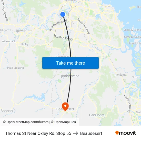 Thomas St Near Oxley Rd, Stop 55 to Beaudesert map