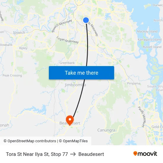 Tora St Near Ilya St, Stop 77 to Beaudesert map