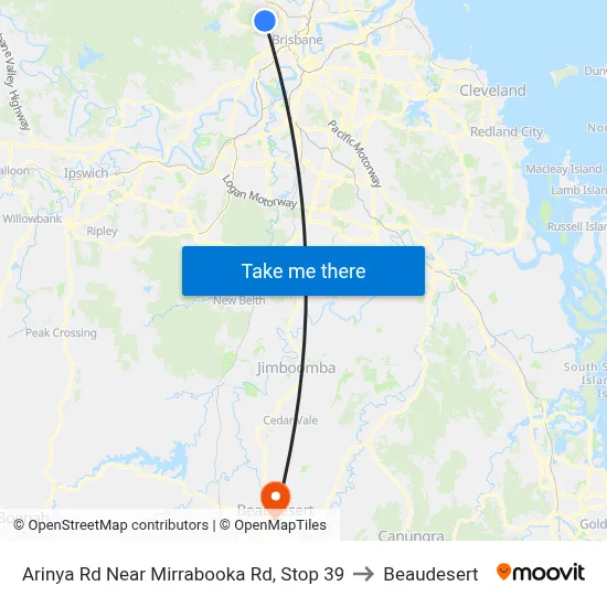 Arinya Rd Near Mirrabooka Rd, Stop 39 to Beaudesert map