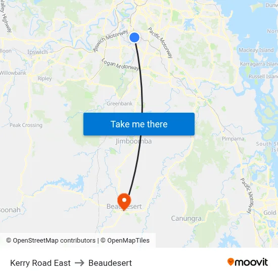 Kerry Road East to Beaudesert map