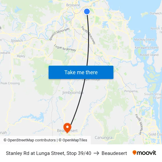 Stanley Rd at Lunga Street, Stop 39/40 to Beaudesert map